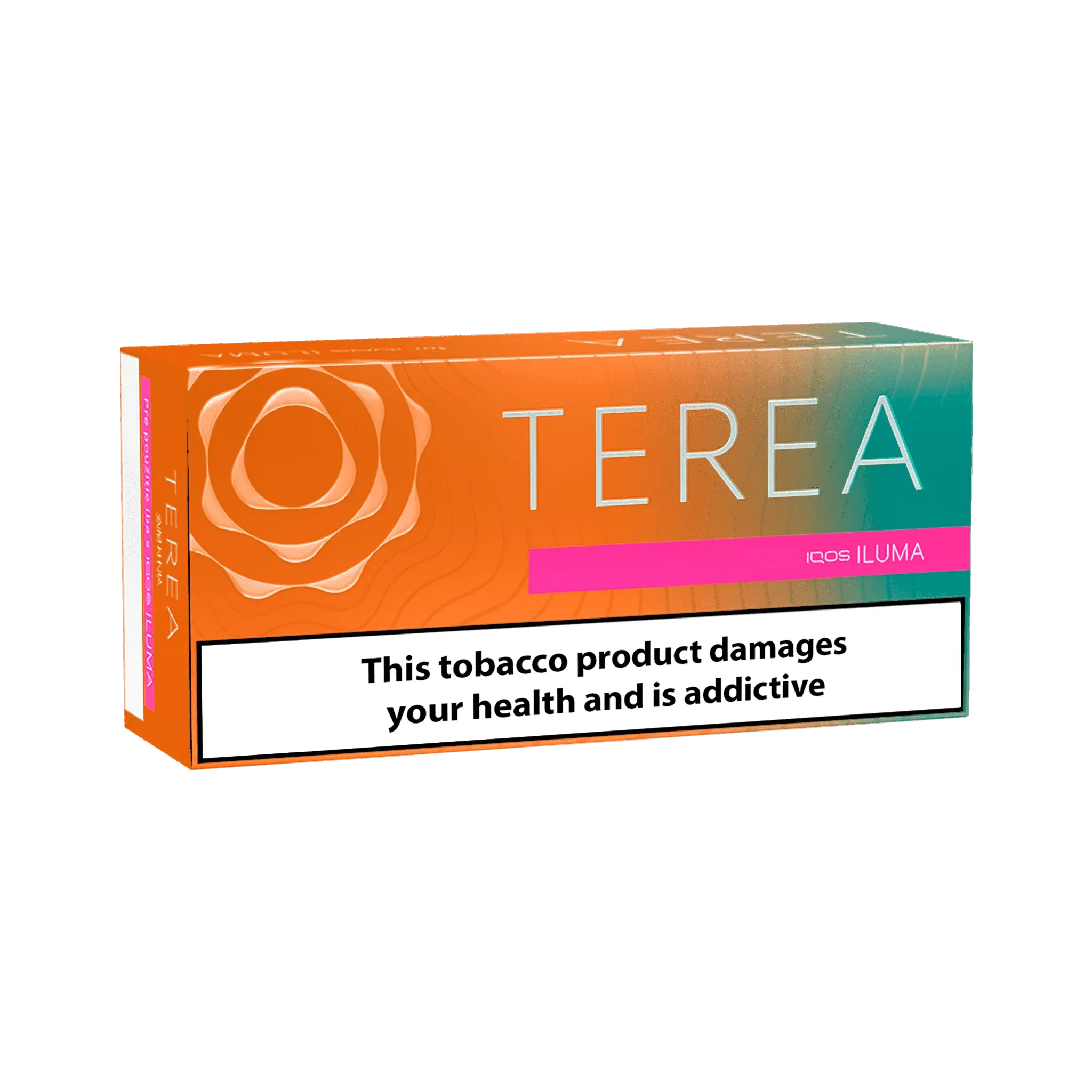 TEREA Summer Wave karton kutusu, turuncu ve yeşil tonlu ambalaj, ILUMA uyumlu